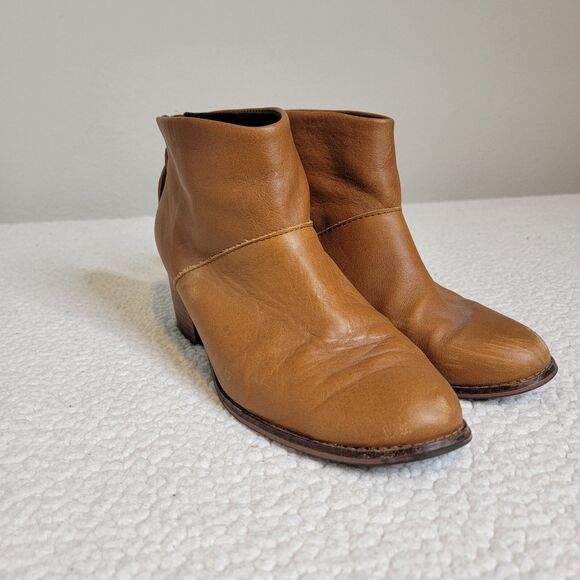 Tom's Women's Size 8.5 Carpe Diem Ankle Boots Booties Back Zipper Tassel Caramel - Picture 2 of 14